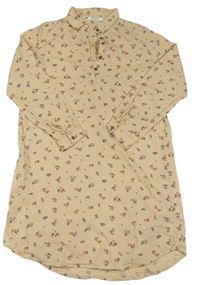 Béžové květované lehké košilové šaty H&M