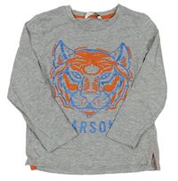 Šedé melírované triko s tygrem zn. Pep&Co