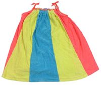 Růžovo-modro-žluté froté šaty M&S
