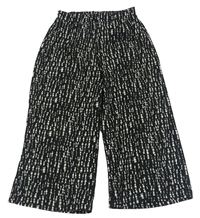 Černo-bílé vzorované culottes kalhoty