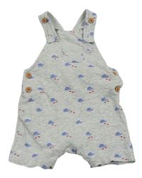Šedé laclové kraťasy s velrybami zn. Mothercare