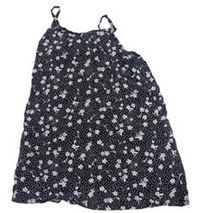 Černé puntíkaté lehké šaty s květy Primark