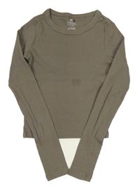 Hnědošedé žebrované crop triko zn. H&M