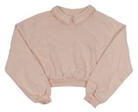 Světlerůžová crop mikina s límečkem H&M