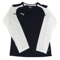 Tmavomodro-bílé sportovní triko s logem Puma