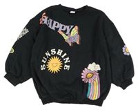 Černá mikina s obrázky a nápisy Next