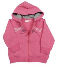 Růžová propínací mikina s nápisem a kapucí Impidimpi