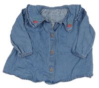 Modrá riflová halenka s límcem s třešněmi M&S