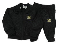 2set - Černá vzorovaná propínací sportovní mikina s logem + tepláky zn.adi