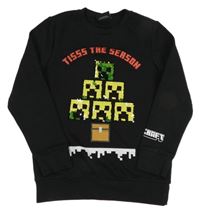 Černá mikina s potiskem a flitry - Minecraft 