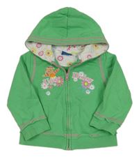 Zelená propínací mikina s nápisem a dívkou a kapucí George