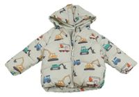 Béžová šusťáková zimní bunda s bagry a kapucí Primark