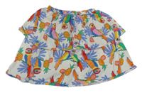 Bílo-barevná vrstvená sukně s papoušky H&M