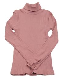 Růžový žebrovaný rolák Next