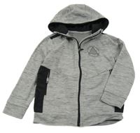 Šedo-černá melírovaná propínací mikina s kapucí George