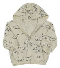 Béžová propínací mikina se zvířátky a kapucí George