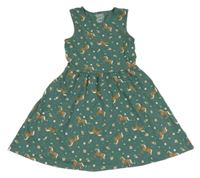 Zelené květované šaty s koníky C&A