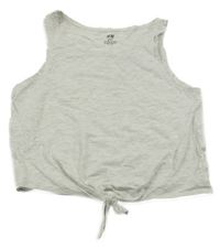 Světlešedý crop top s uzlíkem H&M