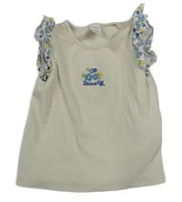 Béžovo-modro-žlutý žebrovaný top s květy LC Waikiki