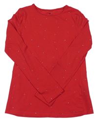 Červeno-stříbrné puntíkaté triko H&M