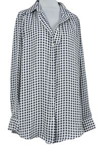 Dámská tmavomodro-bílá kostkovaná šifonová halenka H&M