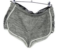 Dámské šedé melírované teplákové kraťasy s nápisy Superdry 