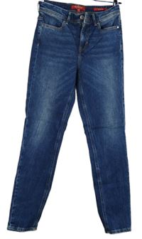 Dámské tmavomodré skinny rifle s vysokým pasem Guess 