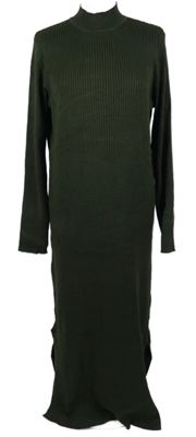 Dámské tmavozelené žebrované svetrové dlouhé šaty New Look 