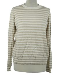 Dámský béžovo-bílý pruhovaný svetr Peacocks 