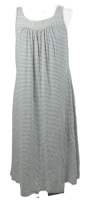 Dámská šedo-bílá pruhovaná noční košile s krajkou M&S