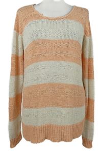 Dámský oranžovo-bílý pruhovaný svetr F&F