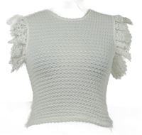 Dámská bílá pletená crop halenka s volánky