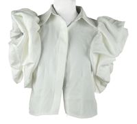 Dámská bílá crop halenka s nabíranými rukávy 