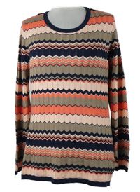 Dámský růžovo-tmavomodro-béžový vzorovaný svetr Bonmarché 