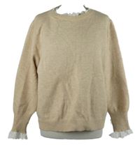 Dámský béžový svetr s madeirovým volánkem 