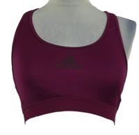 Dámský purpurový sportovní funkční crop top s logem Adidas 