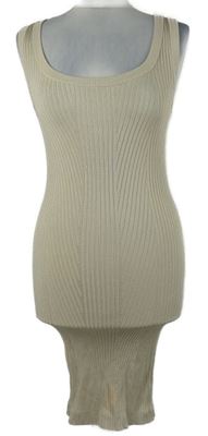 Dámské béžové žebrované pletené šaty 