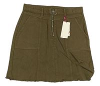 Khaki riflová sukně se zipem candy couture