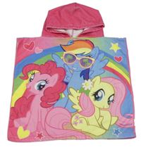 Barevné froté osuškové pončo s Pony a kapucí 