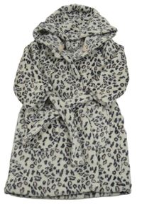 Bílý chlupatý župan s flíčky a kapucí George