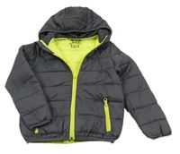 Šedá šusťáková prošívaná zateplená bunda s kapucí Pocopiano