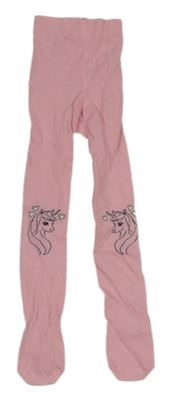 Světlerůžové punčocháče s jednorožci H&M