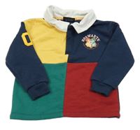 Tmavomodro-červeno-zelená mikina s potiskem Harry Potter Primark