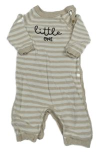 Béžovo-bílý pruhovaný pletený overal s nápisem Nutmeg