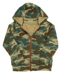 Modro-hnědo-béžová army propínací mikina s kapucí OVS