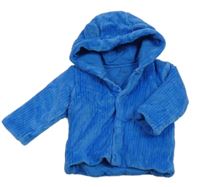 Modrá sametová žebrovaná zateplená propínací mikina s kapucí M&S