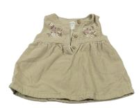 Béžové manšestrové šaty s kytičkami C&A