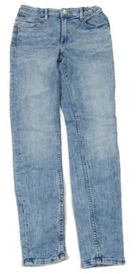 Modré šisované elastické slim rifle H&M