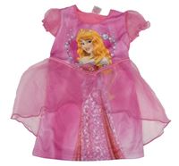 Růžové šaty s obrázkem a tylovou sukní