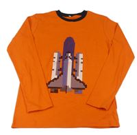 Oranžové triko s raketou 